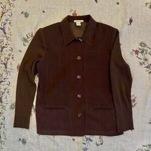 VTG 90s Quilted Suede Knit Jacket Brown Medium Western Minimalist Indie Boho